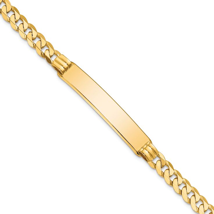 10k Yellow Gold Flat Curb Link ID Bracelet