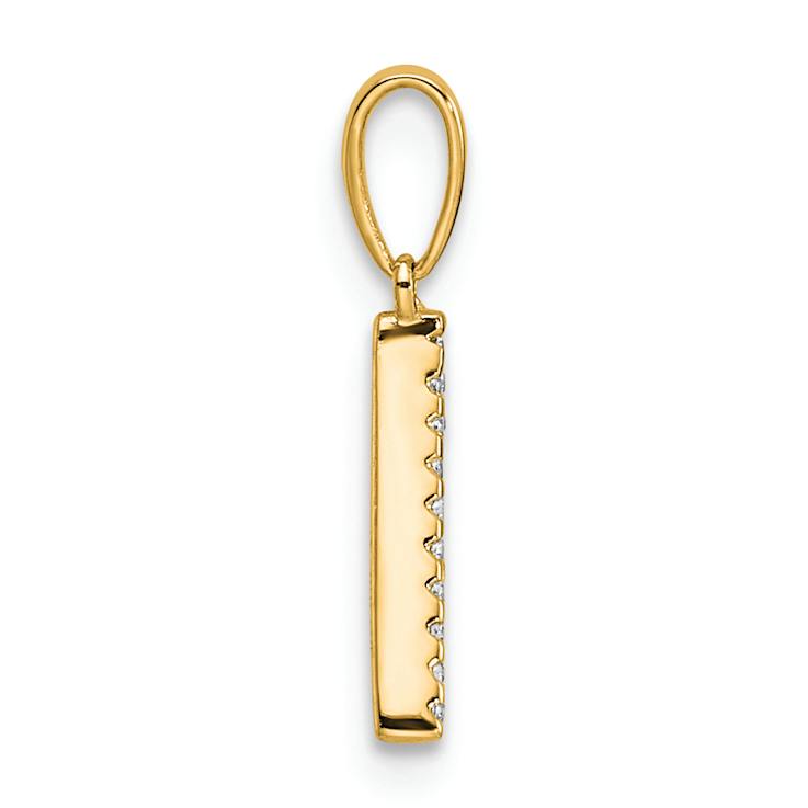 14k Yellow Gold Diamond Letter A Initial Pendant
