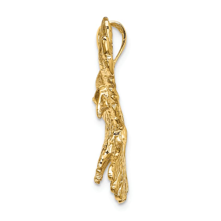 14k Yellow Gold Textured Eagle Flying Charm