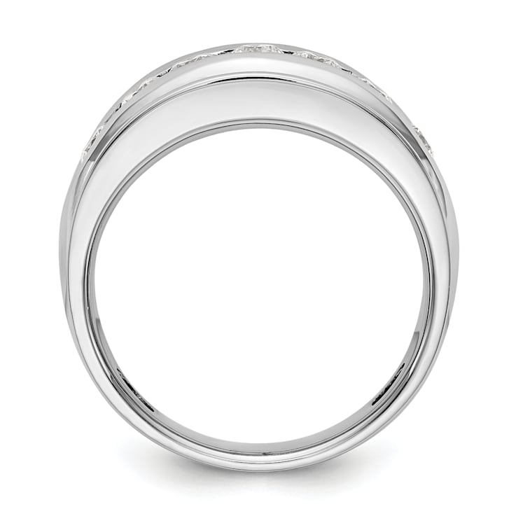 Rhodium Over 14K White Gold Lab Grown Diamond Men's Band