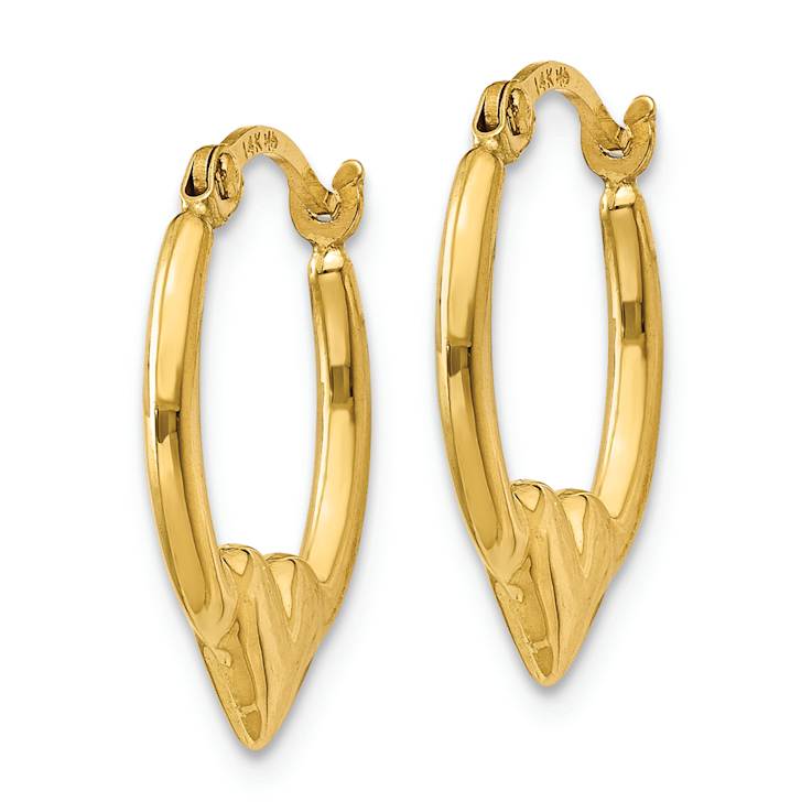 14k Yellow Gold 5/8" Heart Hoop Earrings