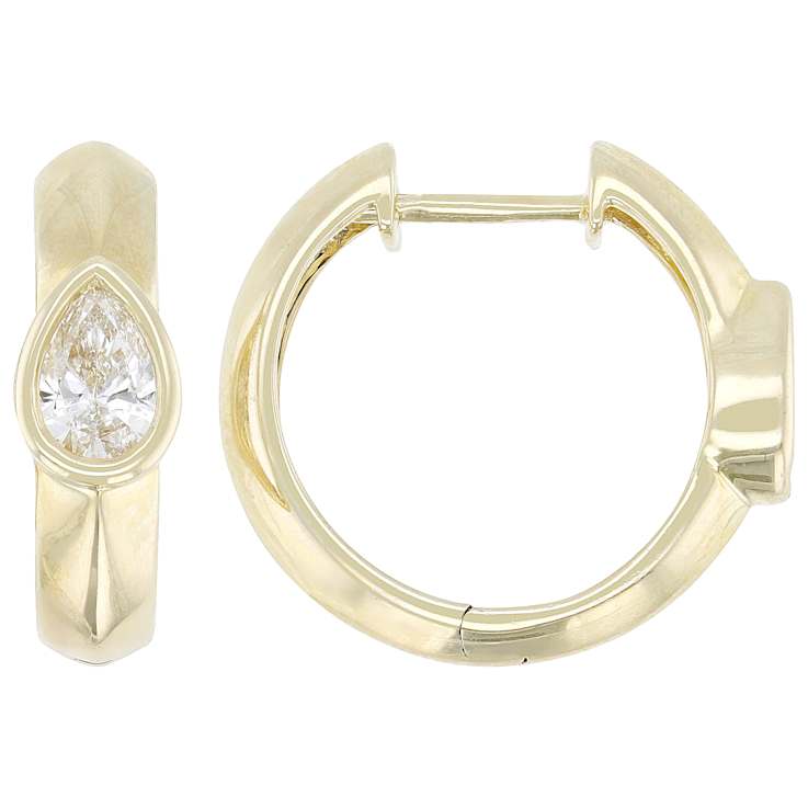 Classic Lab-Grown Diamond Pear Hoop Earrings In 10K Gold