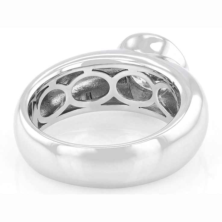 Bezel Set Moissanite Wide Band Solitaire Ring In Platinum-Enhanced
Sterling Silver