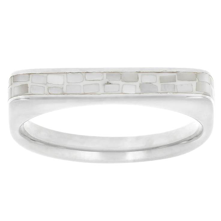Mother-Of-Pearl Band Ring In Sterling Silver