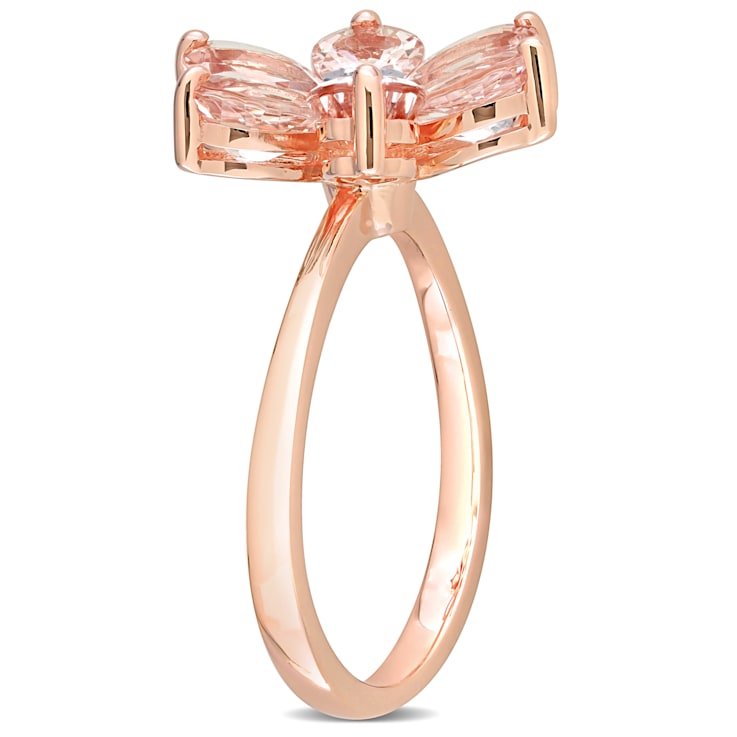 2.37ctw Morganite And Diamond Accent 10k Rose Gold Floral Ring