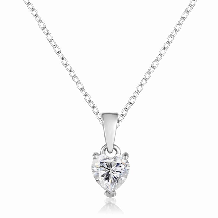 Moissanite Sterling Silver Heart Shape Pendant With Chain