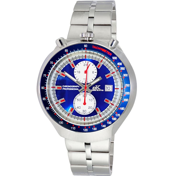 Adee Kaye Men's Muscle Blue Dial, Stainless Steel Bracelet Watch