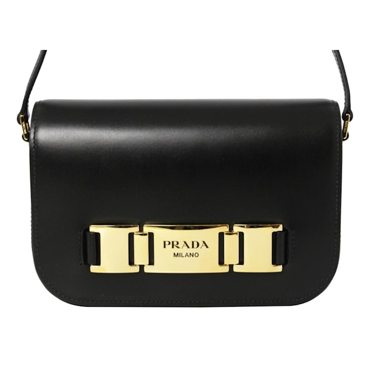 Prada City Calf Leather Black Crossbody Flap Bag 12V7PA