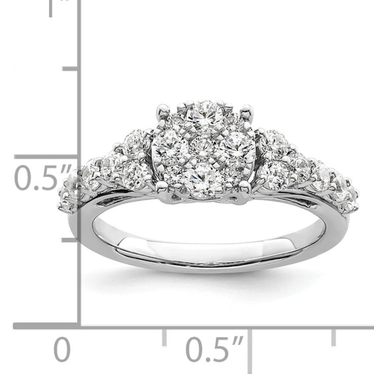 Rhodium Over 14K White Gold Lab Grown Diamond VS/SI GH, Cluster Ring 1.028ctw