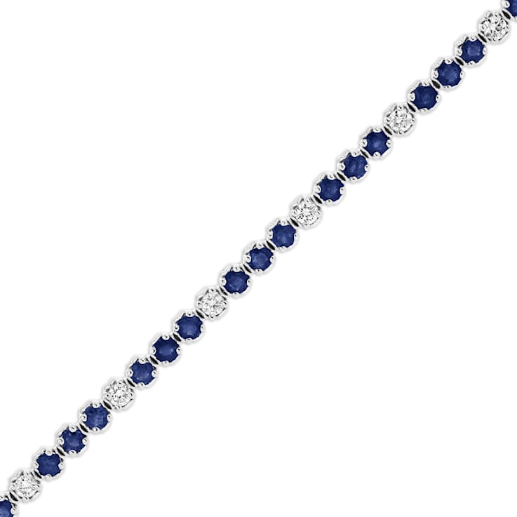 3.09ctw Sapphire and Diamond Bracelet in 14k White Gold