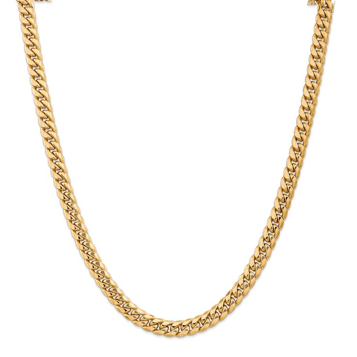 14k Yellow Gold 7.3mm Miami Cuban Link 24 Inch Chain