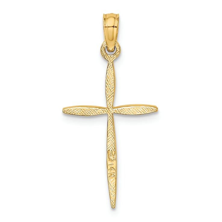 14k Yellow Gold Diamond-Cut with Tapered Ends Cross Charm