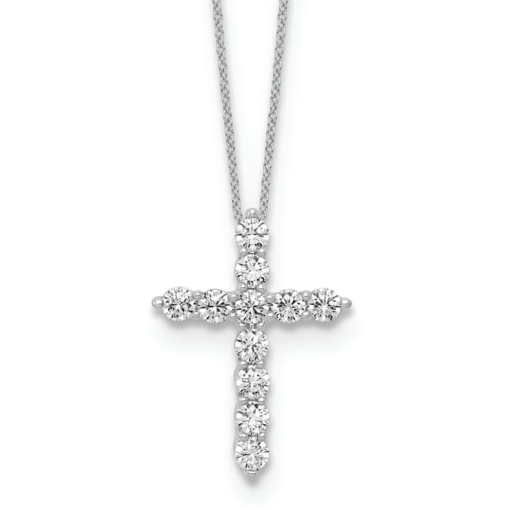 10K White Gold Lab Grown Diamond VS/SI GH, Cross Chain SIide Pendant
with chain Necklace