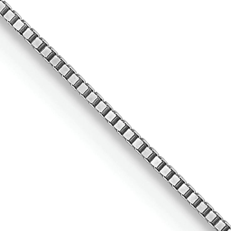 Rhodium Over 18K White Gold 0.5mm Solid Box 20 Inch Chain