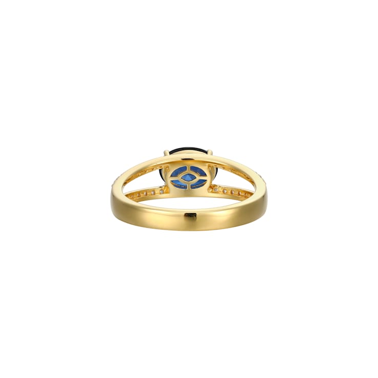 Lab Created Blue Sapphire And White Cubic Zirconia 18K Gold Over
Sterling Silver Ring 1.72ctw