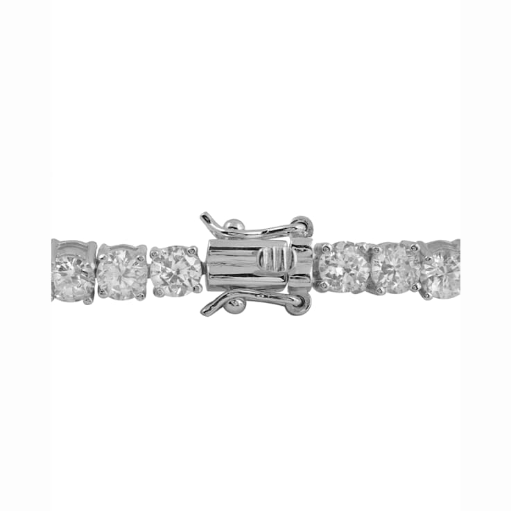 Princess-Cut CZ Tennis Bracelet In Rhodium Over Brass