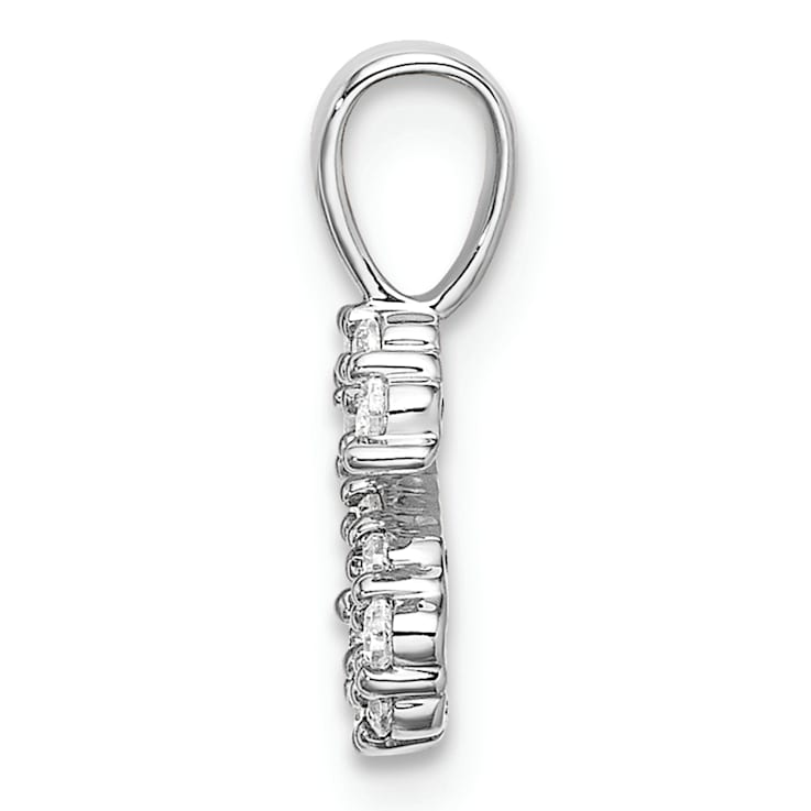 Rhodium Over 14K White Gold Lab Grown Diamond Letter S Initial Pendant