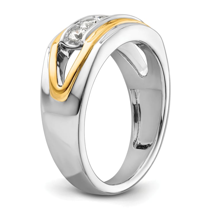 14K Yellow and White Gold Lab Grown Diamond SI1/SI2, G H I, Men's Ring