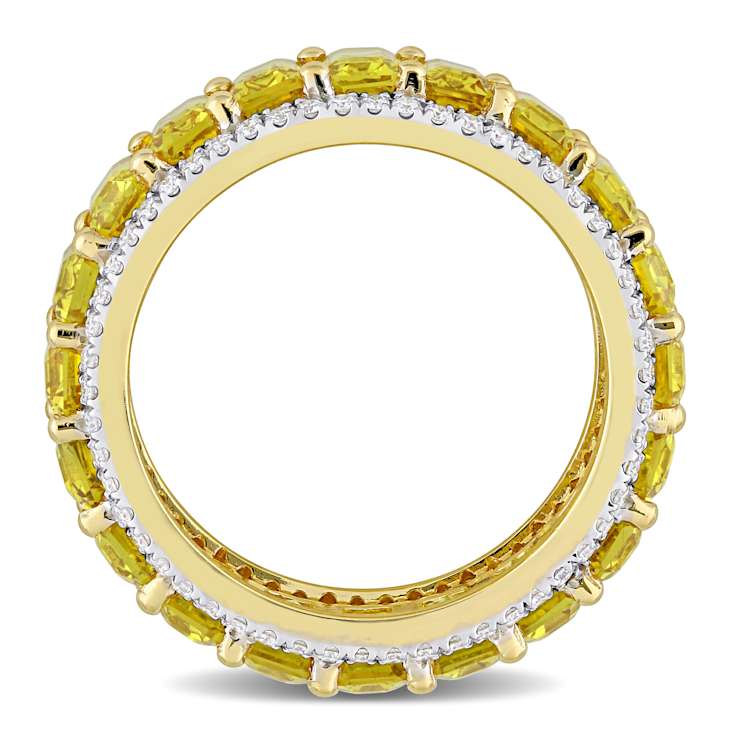 Yellow Sapphire and Diamond 14K Yellow Gold Ring 12.54ctw