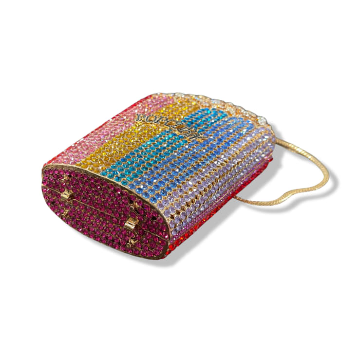 Gold Tone Multi Crystal Popcorn Clutch