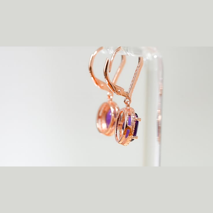Amethyst and CZ 2.98 Ctw Oval 18K Rose Gold Over Sterling Silver Drop
Earrings Jewelry.