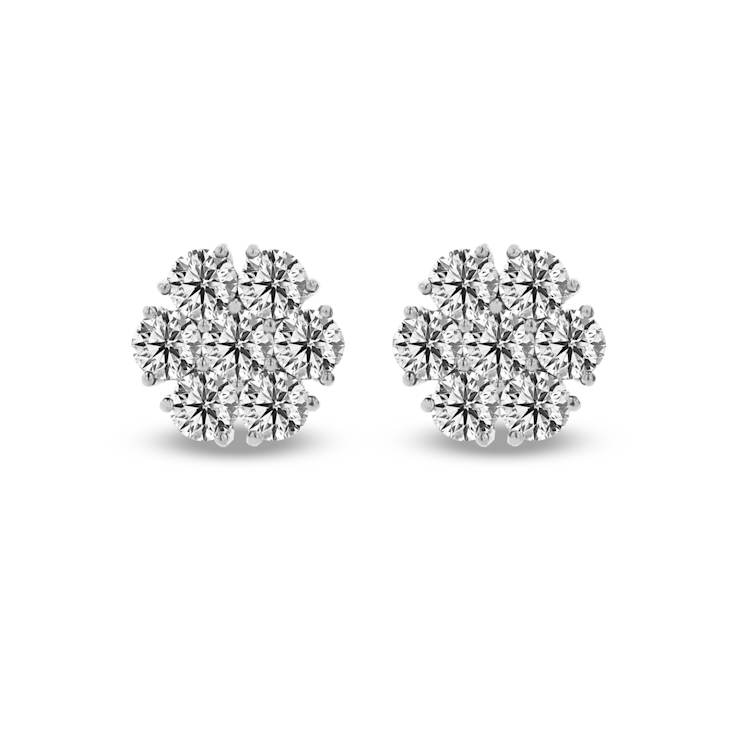 1.50ctw Lab Grown Diamond Cluster Earrings in 14k White Gold