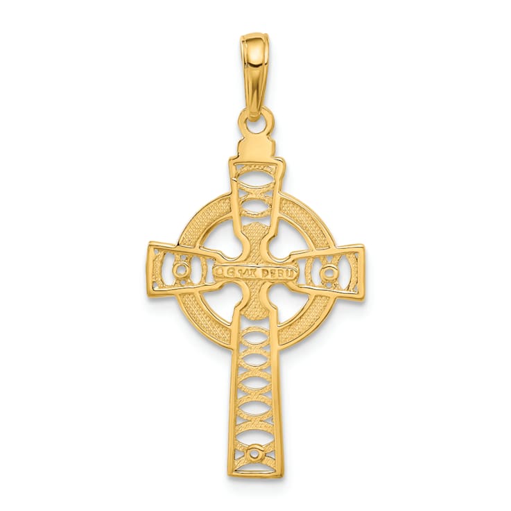 14K Yellow Gold Celtic Cross with Eternity Circle Pendant