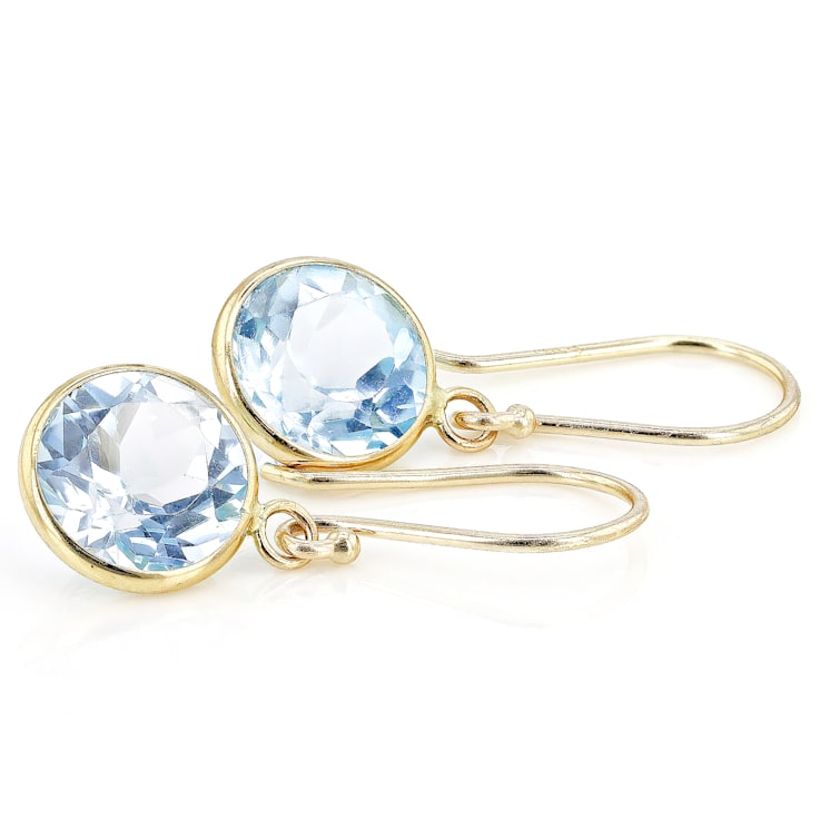 Sky Blue Topaz 14k Yellow Gold Dangle Earrings 5.00ctw