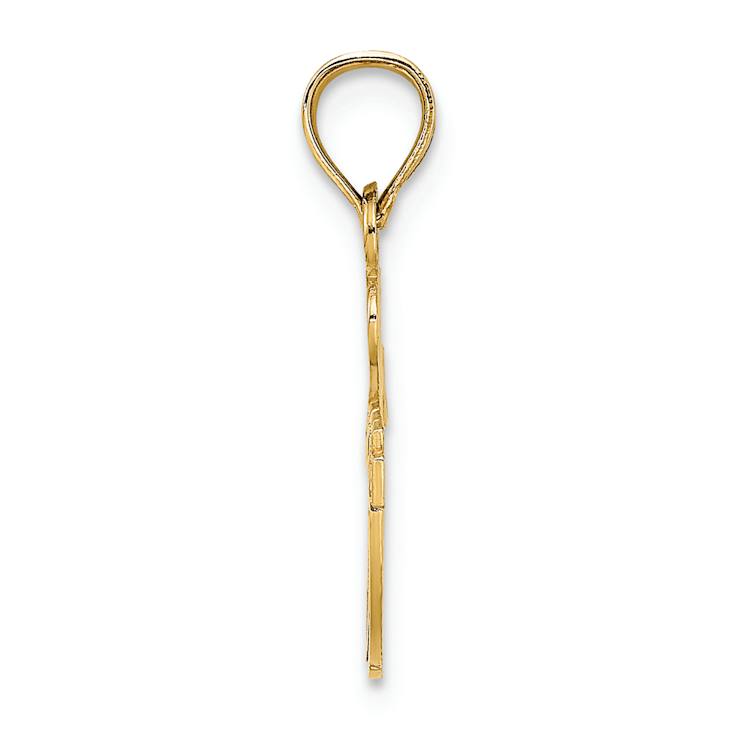 14k Yellow Gold Textured I Heart Football Charm