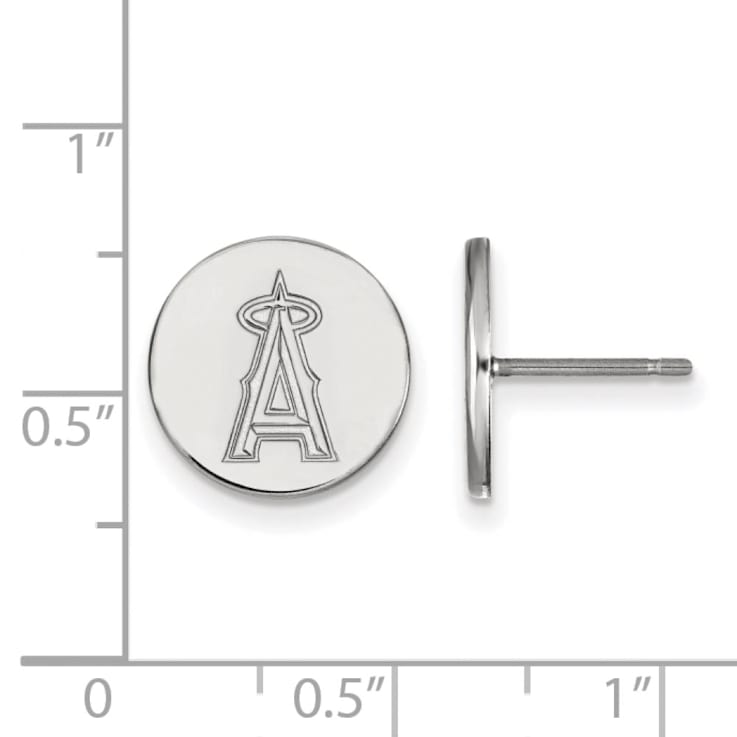 Rhodium Over Sterling Silver MLB LogoArt Los Angeles Angels Post Earrings