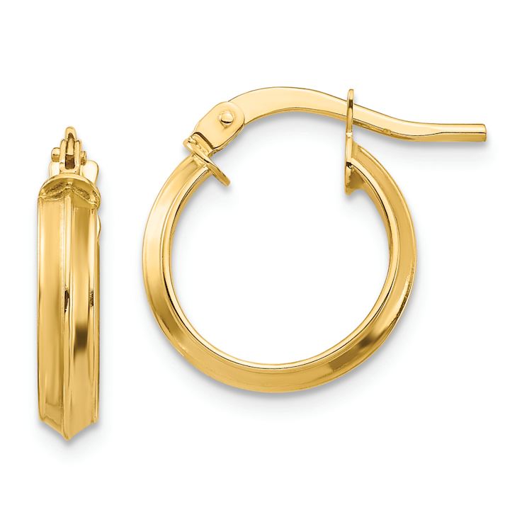 14k Yellow Gold Polished 5/8" Small Hoop Earrings