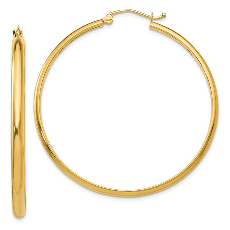 14k Yellow Gold 1 11/16" Polished Hoop Earrings