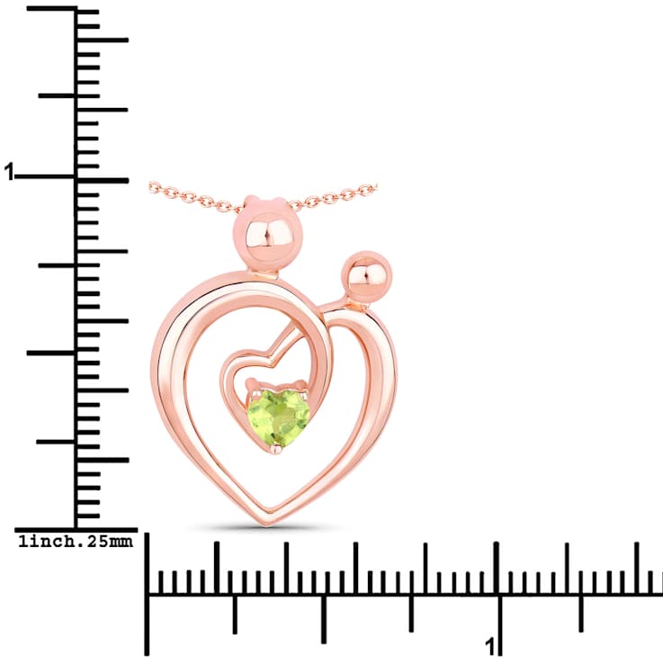 Peridot Mom and Child Interlink Heart 18K Rose Gold Over Sterling Silver
Pendant With Chain