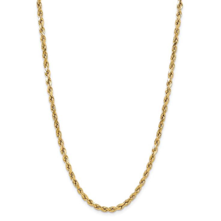 14k Yellow Gold 5.5mm Polished Diamond-Cut Rope Link 22 Inch Chain
