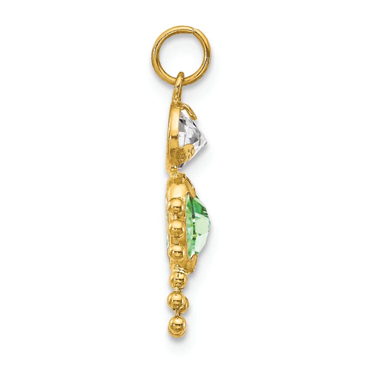 10k Yellow Gold Green Peridot Simulant August Birthstone and Clear Cubic
Zirconia Boy Charm
