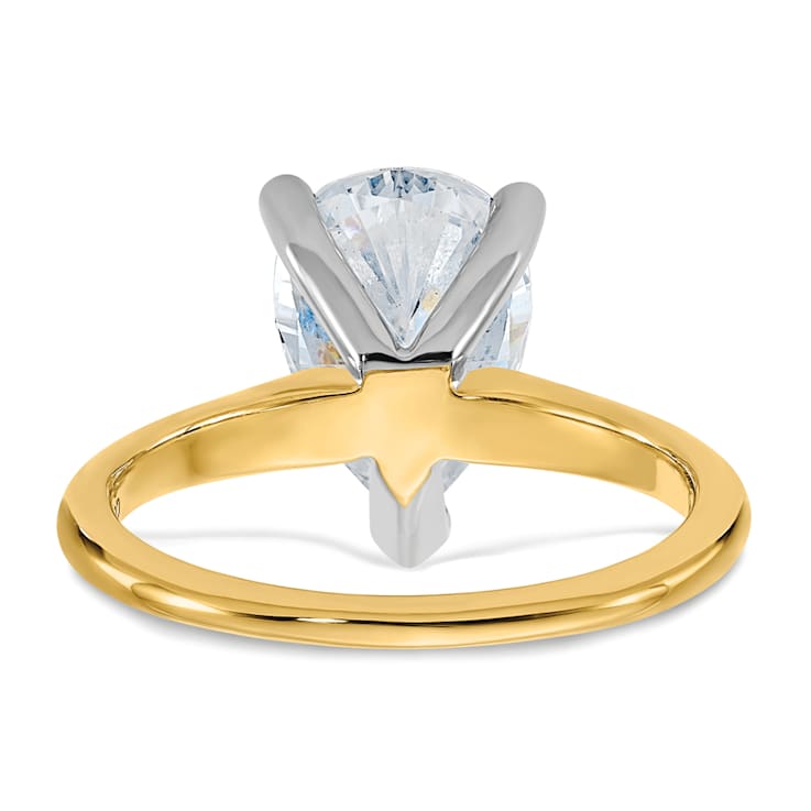 14K Yellow Gold With White Gold Accents 3 1/2 ct. D E F Pure Light Pear
Moissanite Solitaire Ring