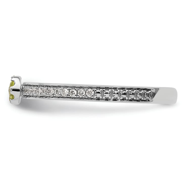 14K White Gold Stackable Expressions Peridot and Diamond Ring 0.075ctw
