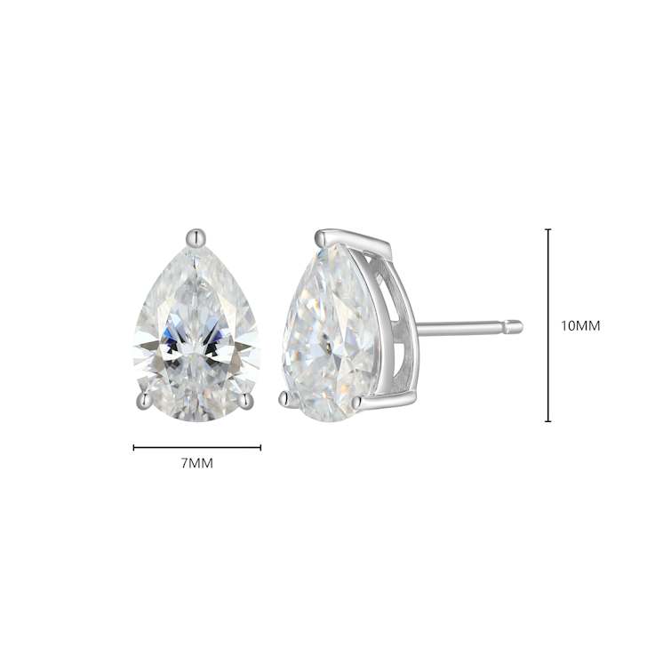 Pear Shape Moissanite Platineve Stud Earrings 4.20ctw DEW