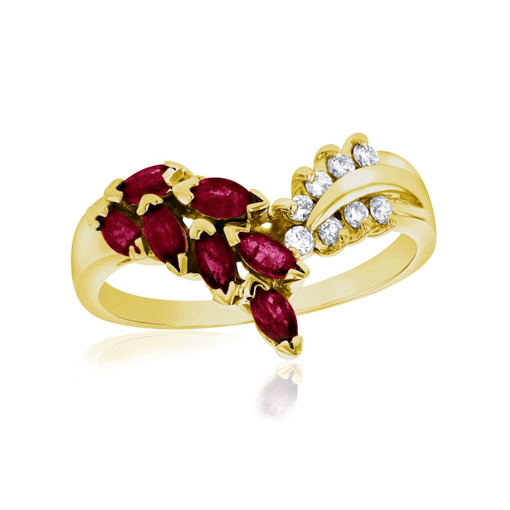 0.59ctw Ruby and Diamond Ring in 14k Yellow Gold