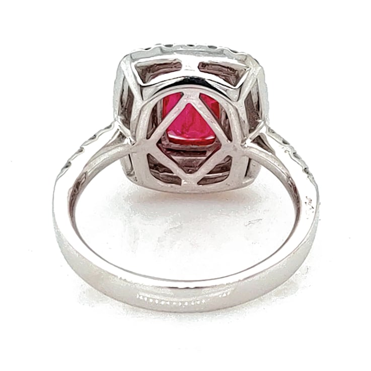 3.28 Ctw Ruby and 0.98 Ctw White Diamond Ring in 14K 2-Tone