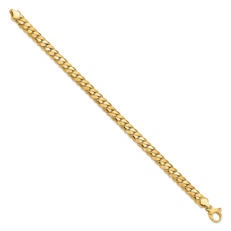 14k Yellow Gold Satin and Polished 6.5mm Fancy Link Bracelet