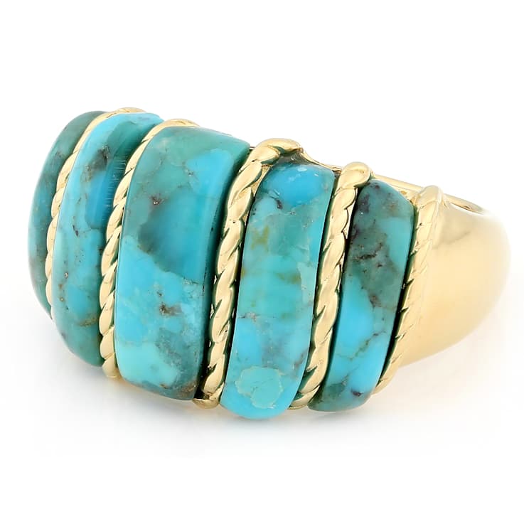 Turquoise Free-Form Dome Ring In 18K Gold Over Sterling Silver