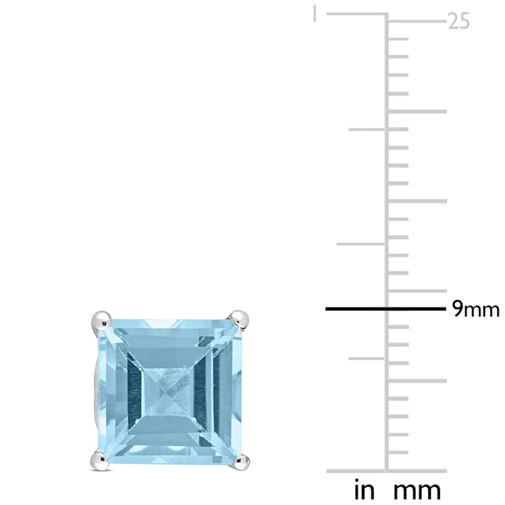 6ctw Square Sky Blue Topaz Stud Earrings in Sterling Silver