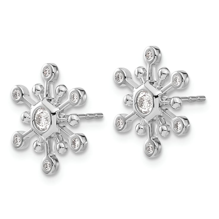 14K White Gold Diamond Snowflake Earrings