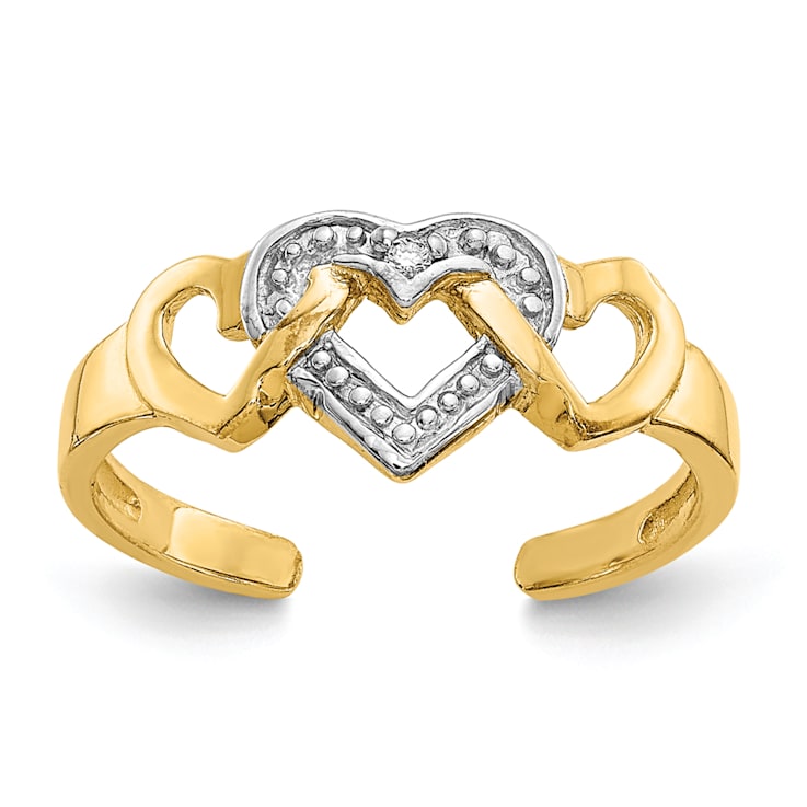 Gold heart store toe ring