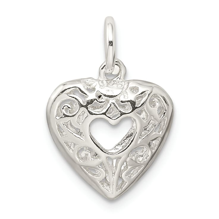 Sterling Silver Filigree Heart Charm 155Z5A