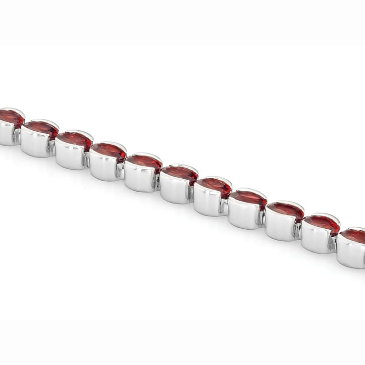 Red Garnet Oval Tennis Bracelet In Sterling Silver