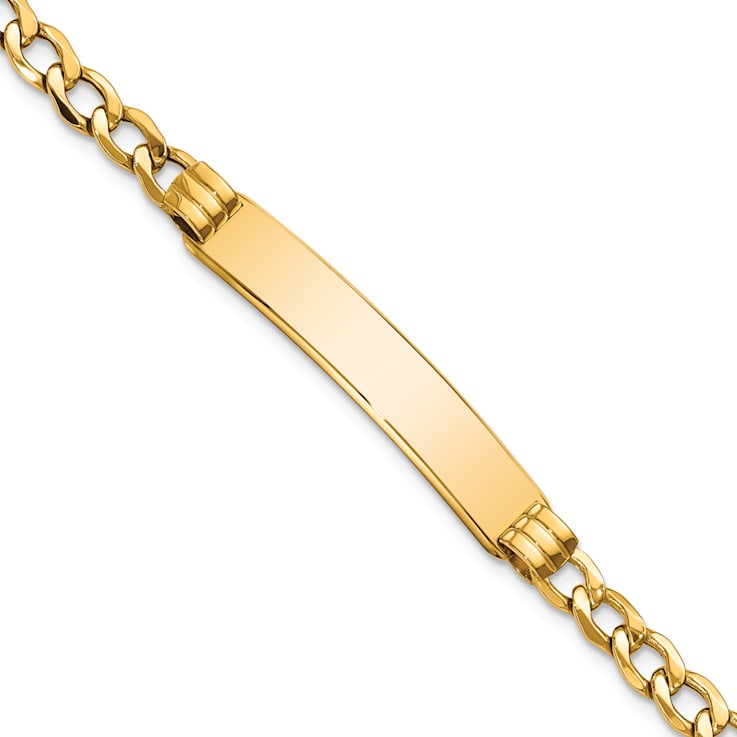 14k Yellow Gold Polished Cuban ID Bracelet