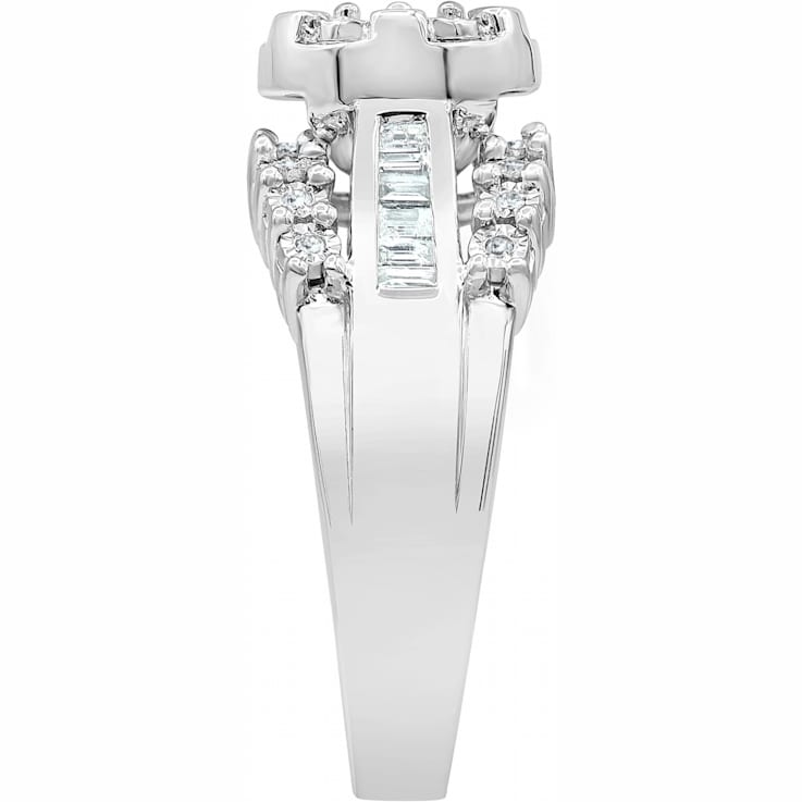 White Diamond Rhodium Over Sterling Silver Ring 0.50ctw