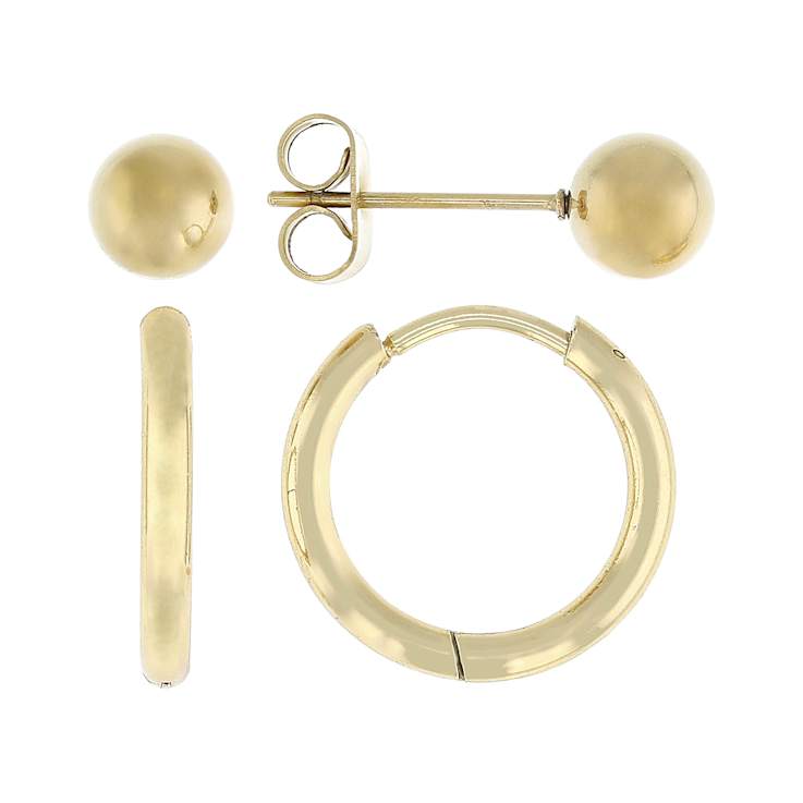 Stud Ball and Hoop Earring Set